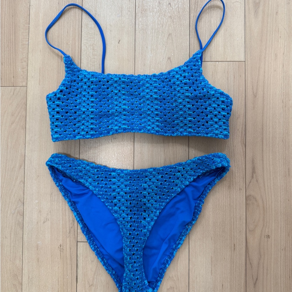 Triangl Vibrant Blue Crochet Bikini SET